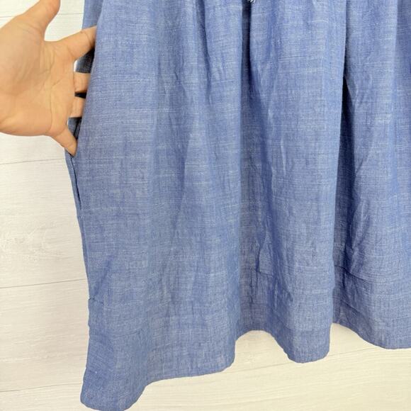 52seven Linen Blend Chambray Dress Sleeveless Size Large Blue Beach Babydoll - Picture 6 of 15